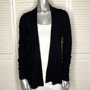 Splendid 100% Cotton Black Draped Open Front Cardigan Sweater Shawl Collar XS